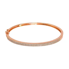 14K Rose Gold Diamond Bangle W/ VS Diamonds & Bright Polished Solid Band