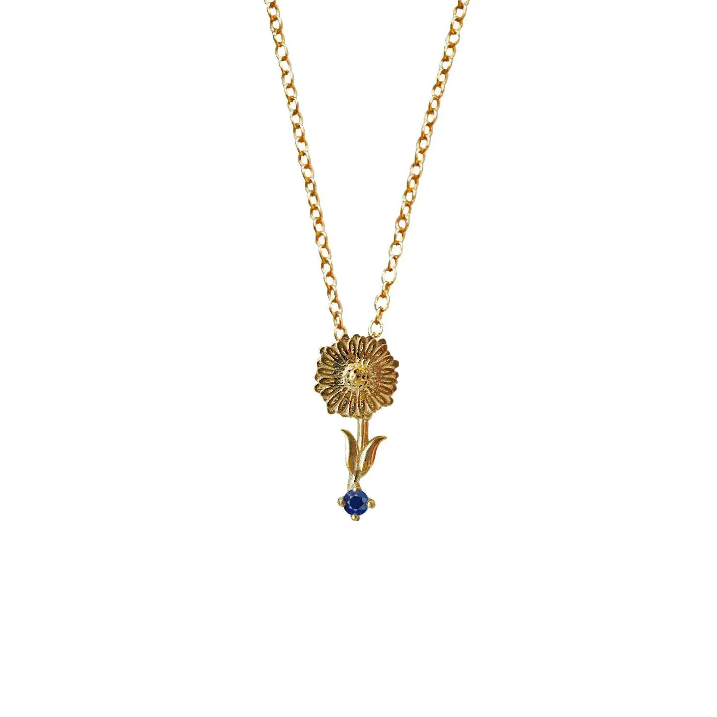 14K September Aster Flower Necklace