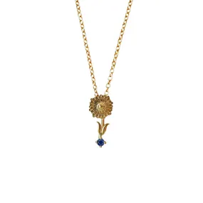 14K September Aster Flower Necklace