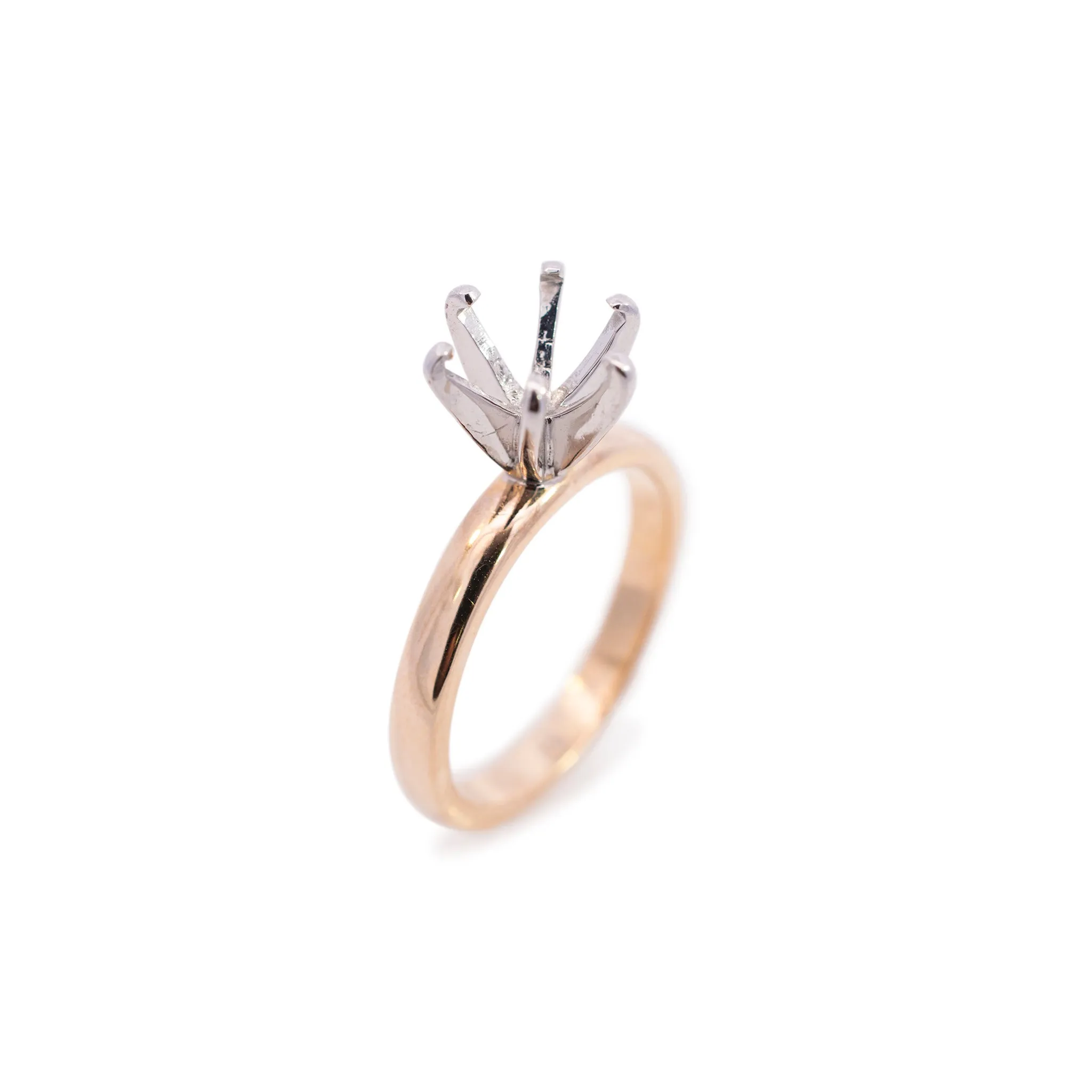 14K White & Yellow Gold Ladies Semi-Mount Solitaire Engagement Ring