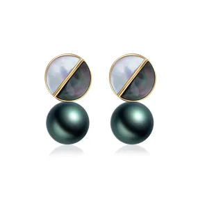 18k Gold Tahitian Pearl Earrings KE00111