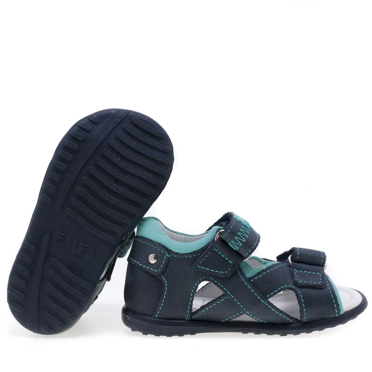 (2086) Emel navy turquoise first Sandals