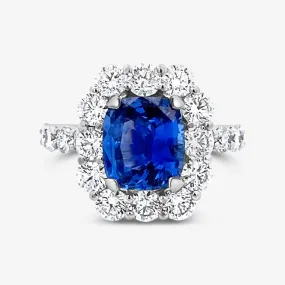 3.05ct Blue Sapphire & Diamond Halo Ring