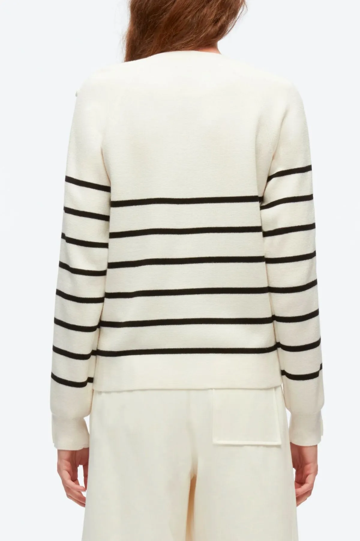 3.1 Phillip Lim Sailor Stripe Button Sleeve Cardigan - Ivory/ Black