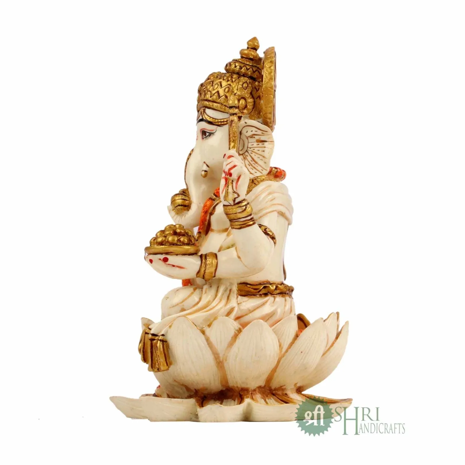 6.5" GANESHA SITTING ON LOTUS FINE GOLD PAINTING