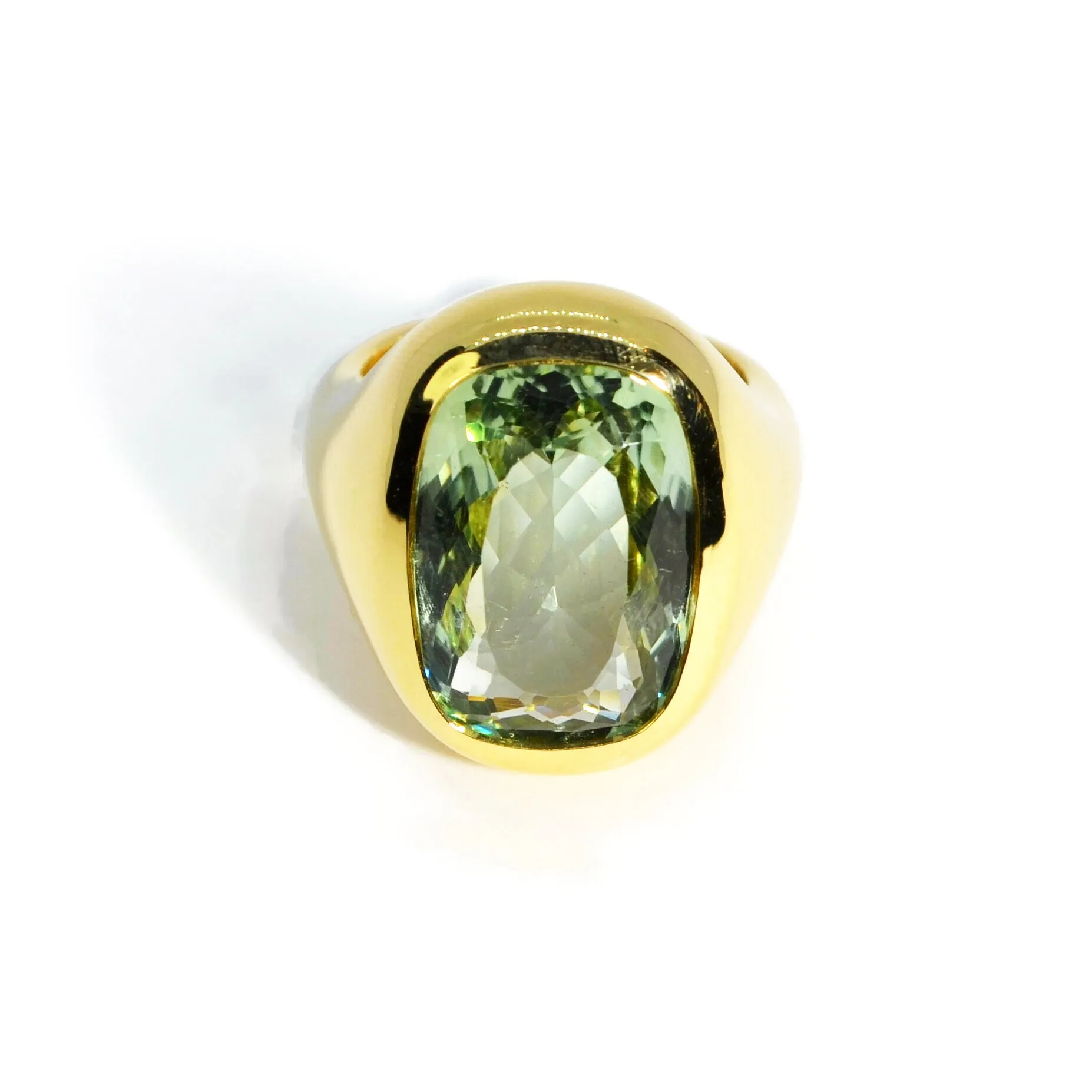 A & Furst - Essential - Cocktail Ring with Prasiolite, 18k Yellow Gold