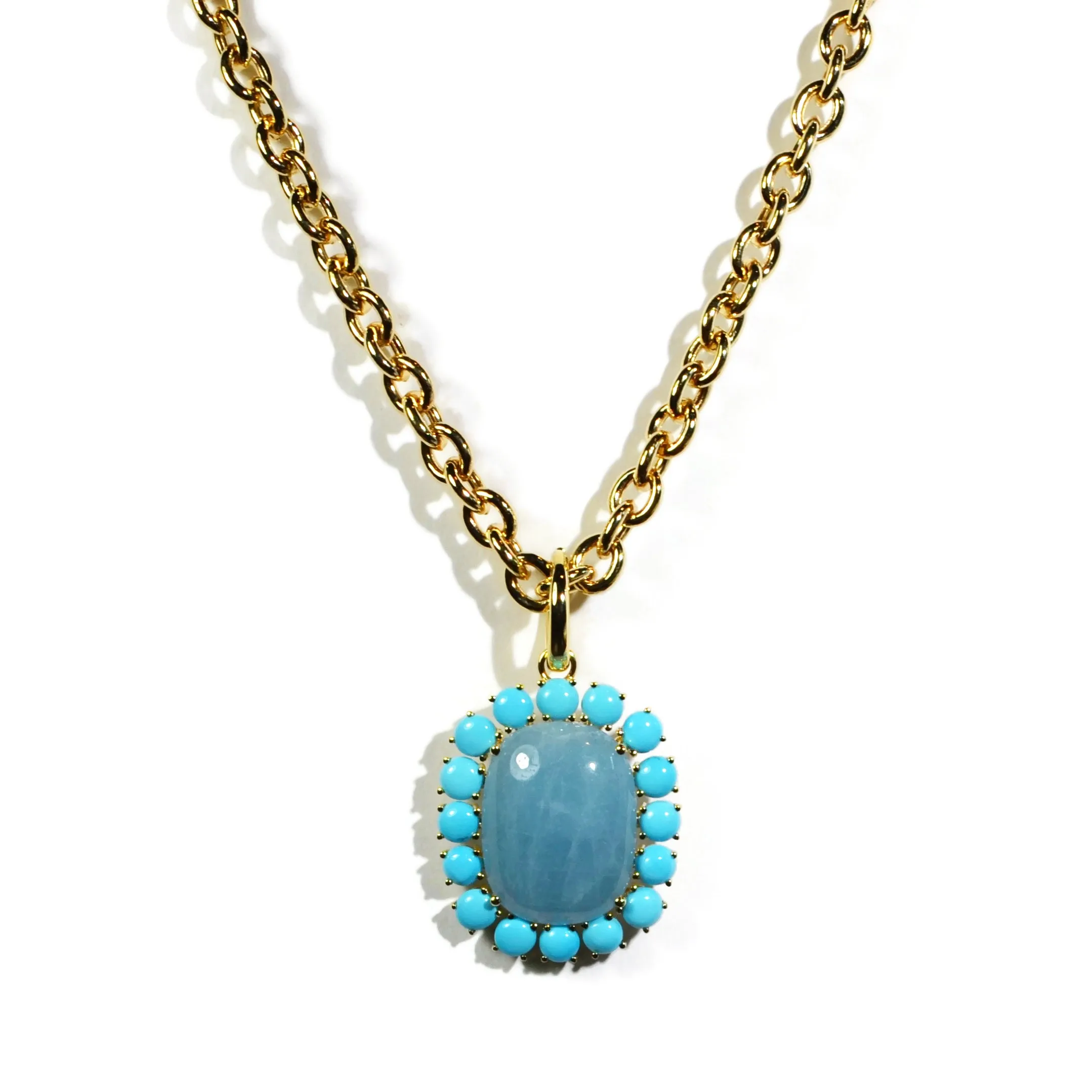 A & Furst - Sole - Pendant with Milky Aquamarine and Turquoise, 18k Yellow Gold