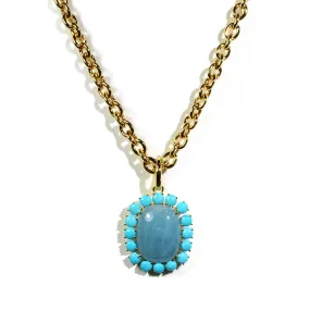 A & Furst - Sole - Pendant with Milky Aquamarine and Turquoise, 18k Yellow Gold