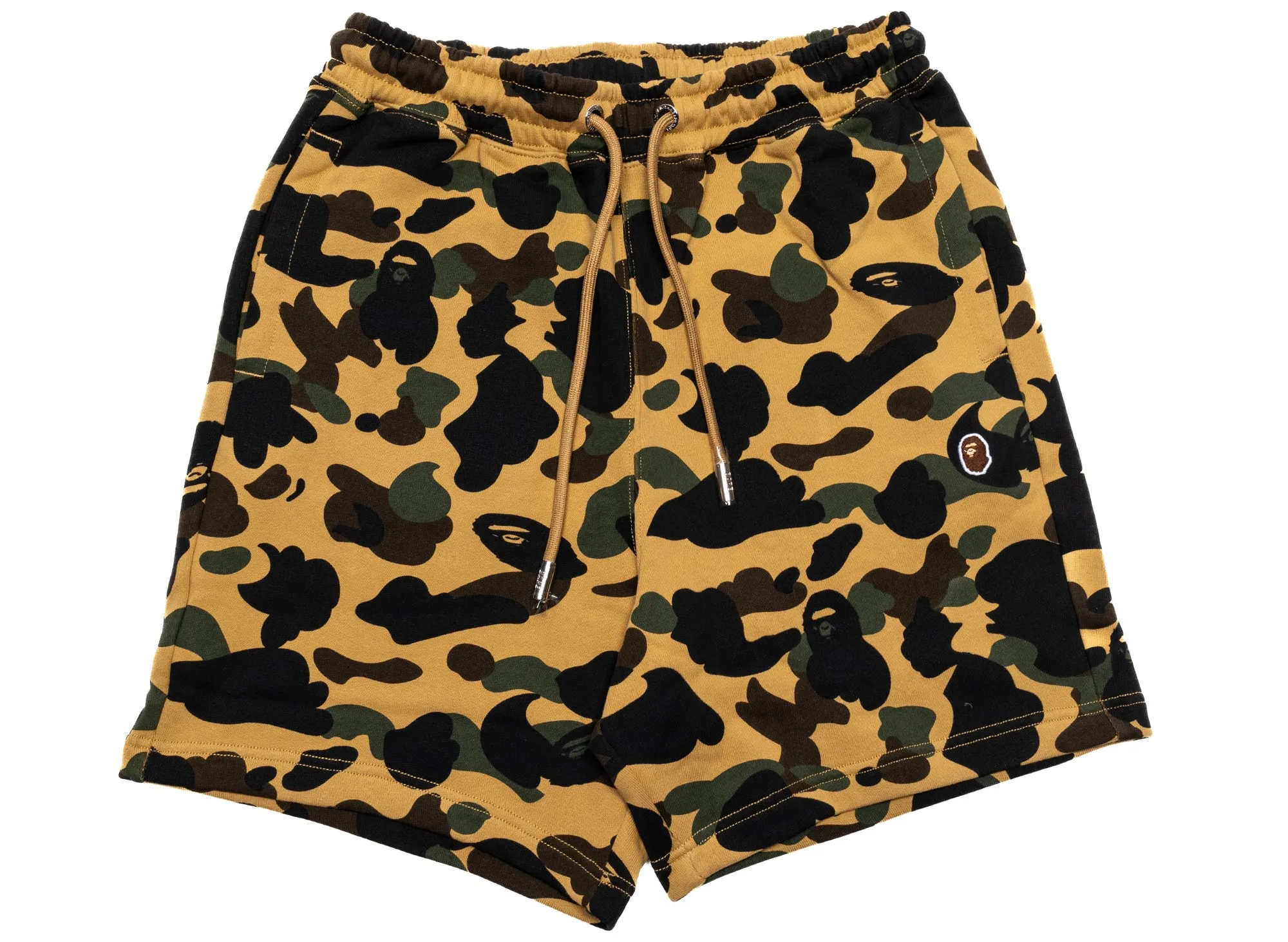 A Bathing Ape 1st Camo Ape Head One Point Sweat Shorts in Yellow xld