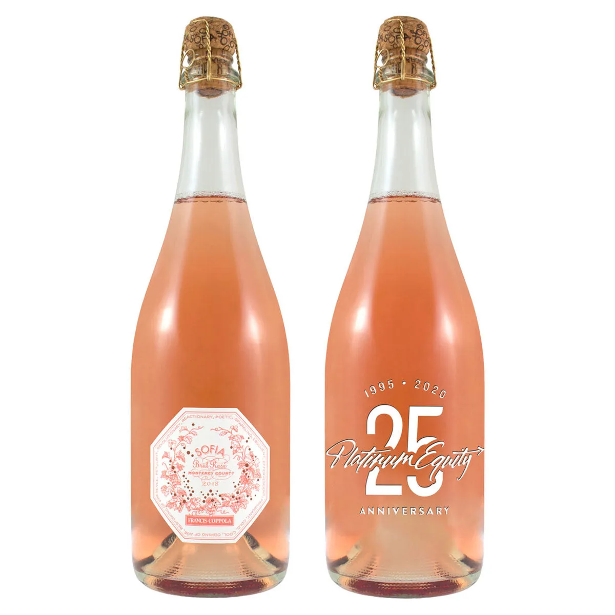 A  Wines Clear Etched Sparkling Coppola Sofia Rose with 1 Color Fill