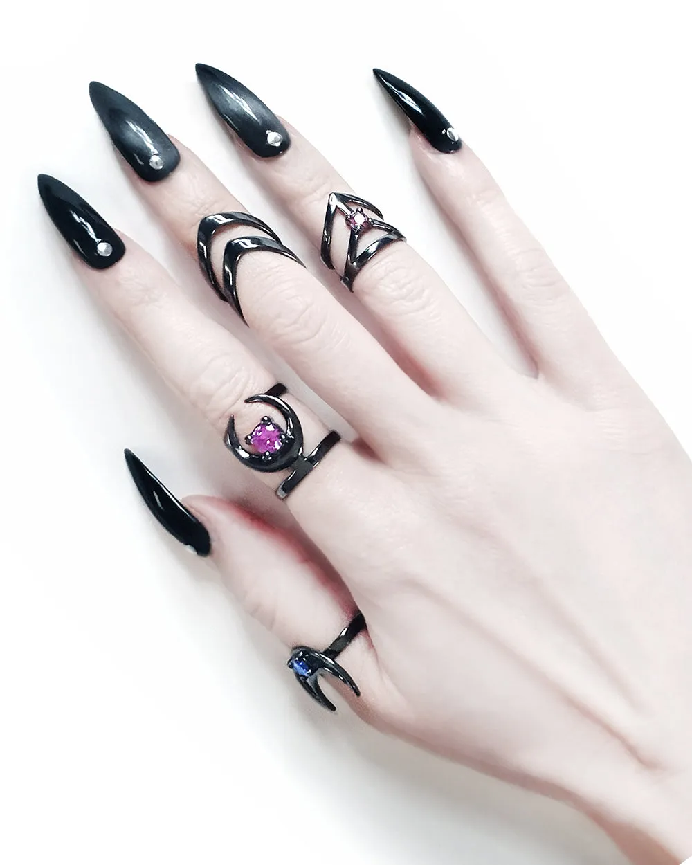 Affection Black Silver Midi Ring US2 to US6