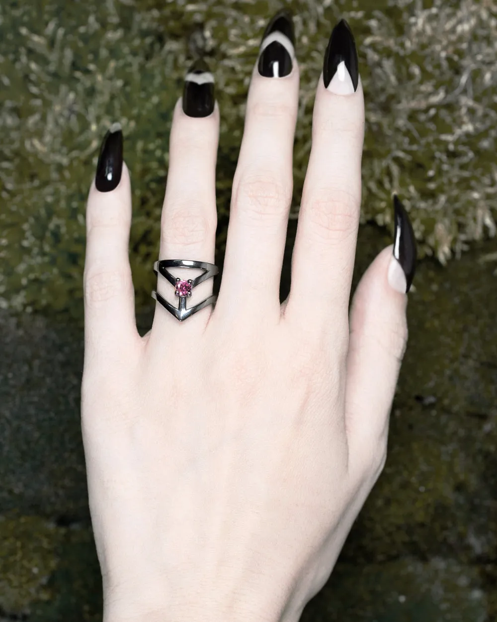 Affection Black Silver Midi Ring US2 to US6