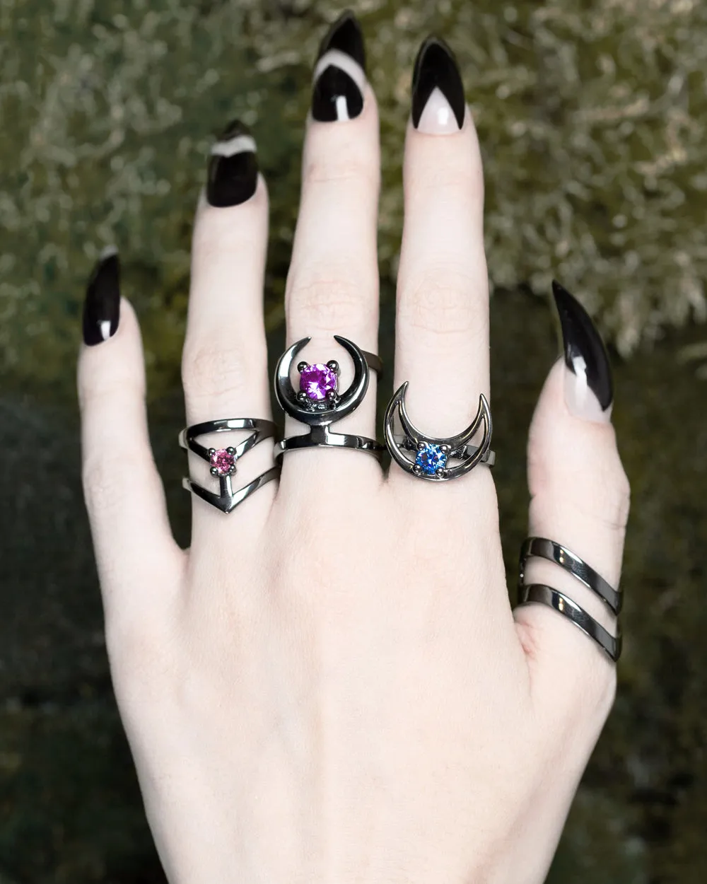 Affection Black Silver Midi Ring US2 to US6