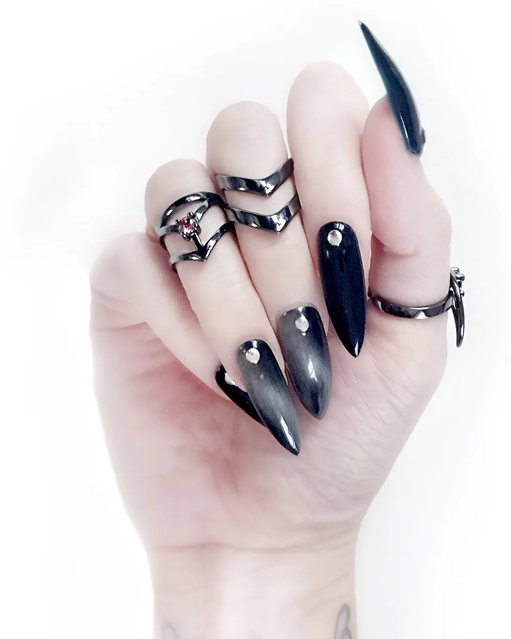 Affection Black Silver Midi Ring US2 to US6