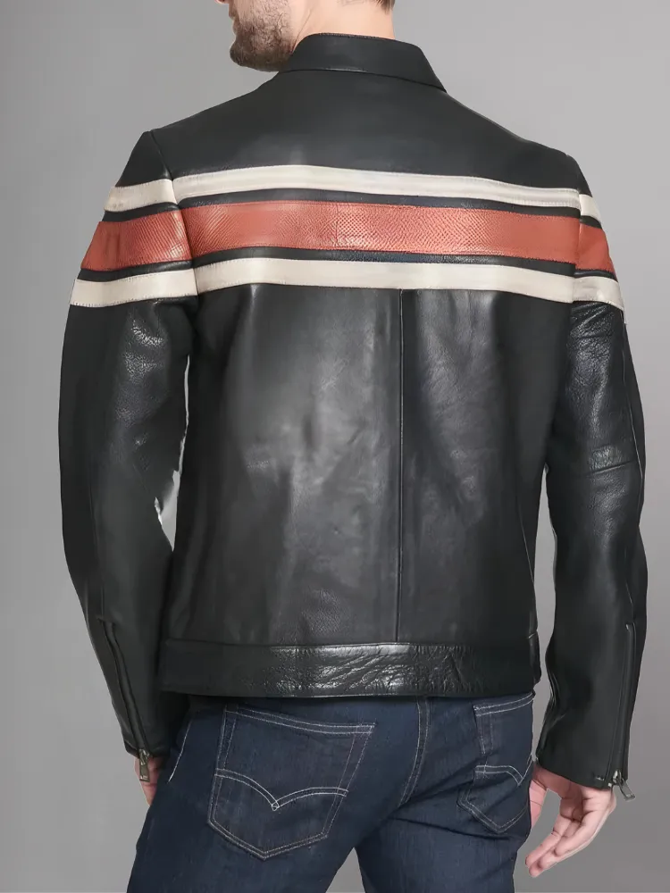 Agostini Distressed Stripped Racer Jacket