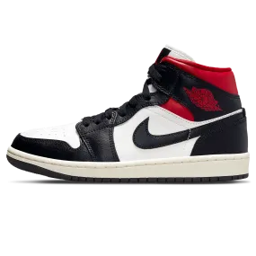 Air Jordan 1 Mid Wmns 'Black Sail Gym Red'