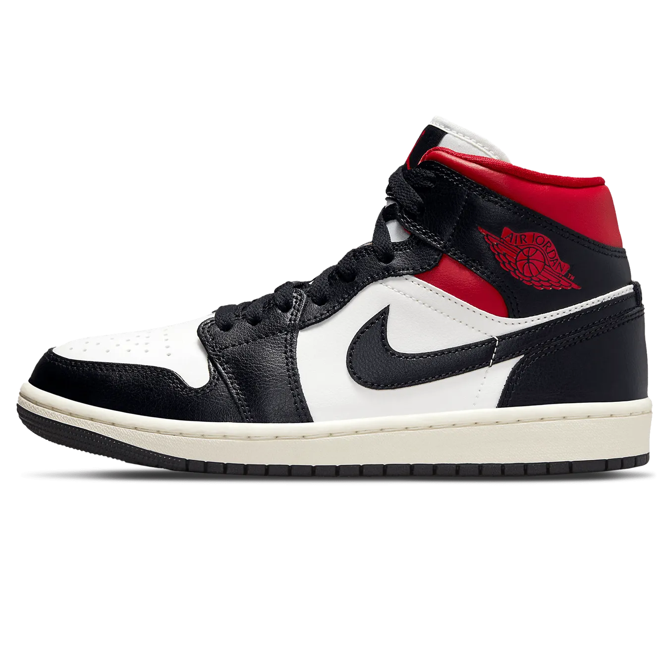 Air Jordan 1 Mid Wmns 'Black Sail Gym Red'