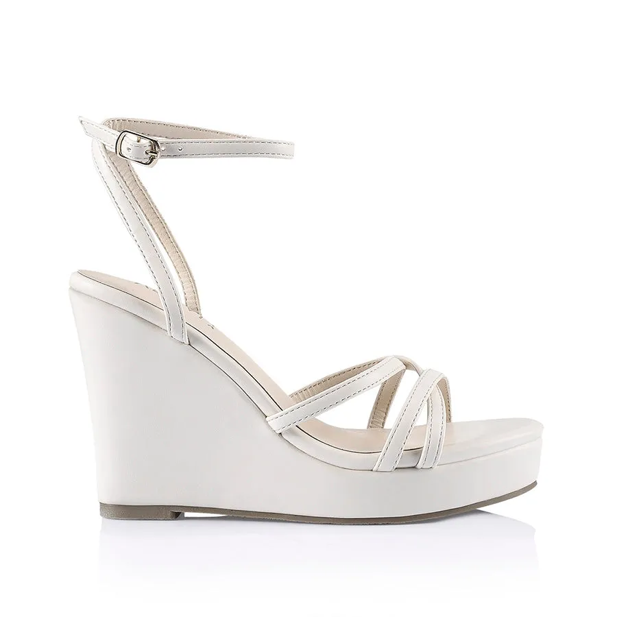 Amore Strappy Wedges  - Bone Smooth