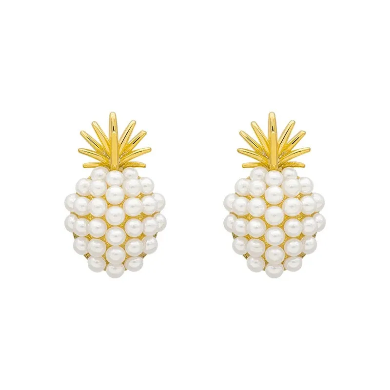 Années 40 Boucles d'oreilles Vintage Ananas Perle