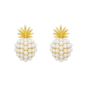 Années 40 Boucles d'oreilles Vintage Ananas Perle