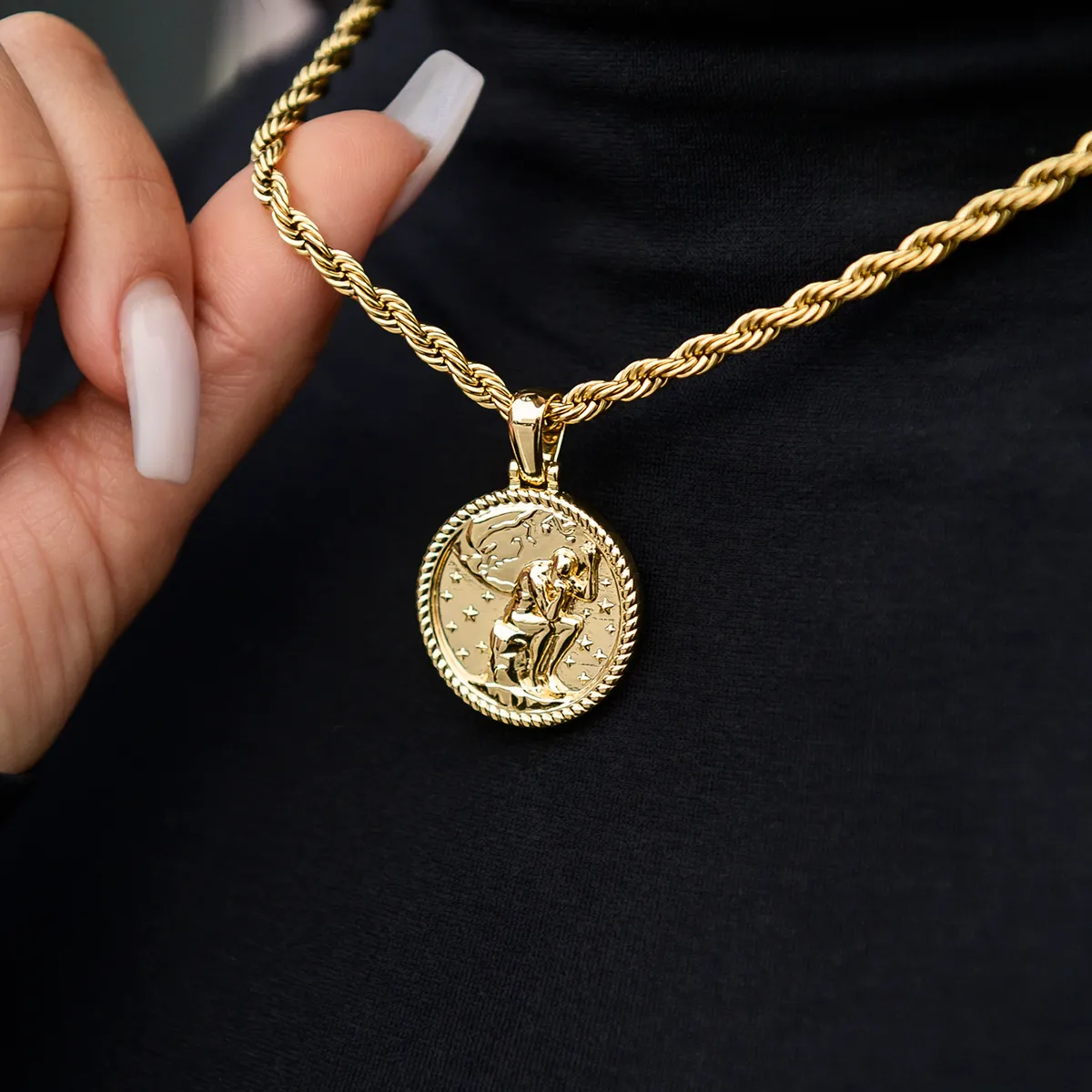 Atlas Thinker Coin Pendant