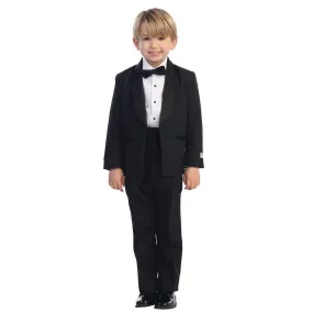 Baby Boys Black No Tail Round Shawl Collar Elegant 5 Pc Tuxedo Suit 6-24M