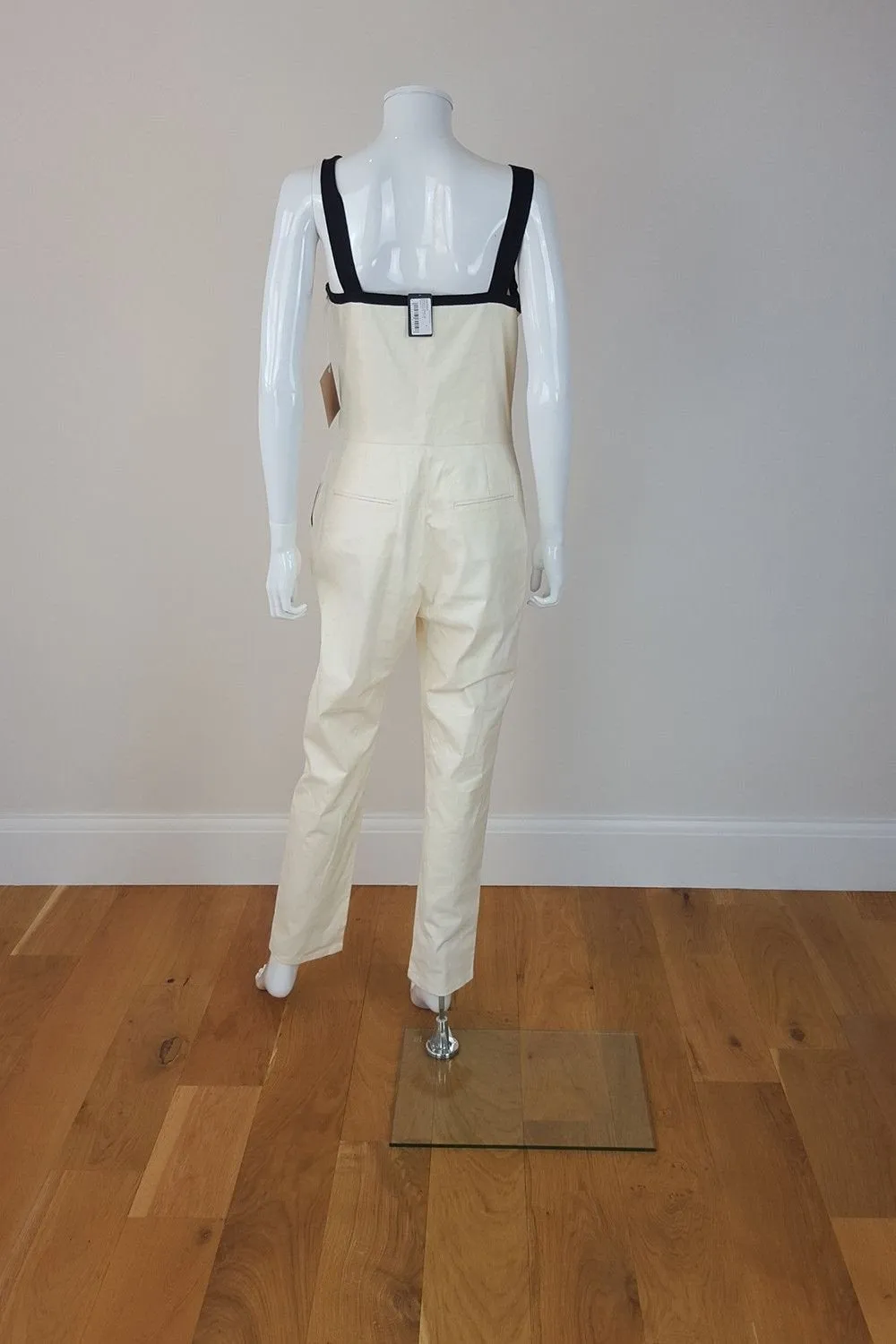 BAND OF OUTSIDERS Ivory Jumpsuit Contrasting Black Straps (UK 6-8)