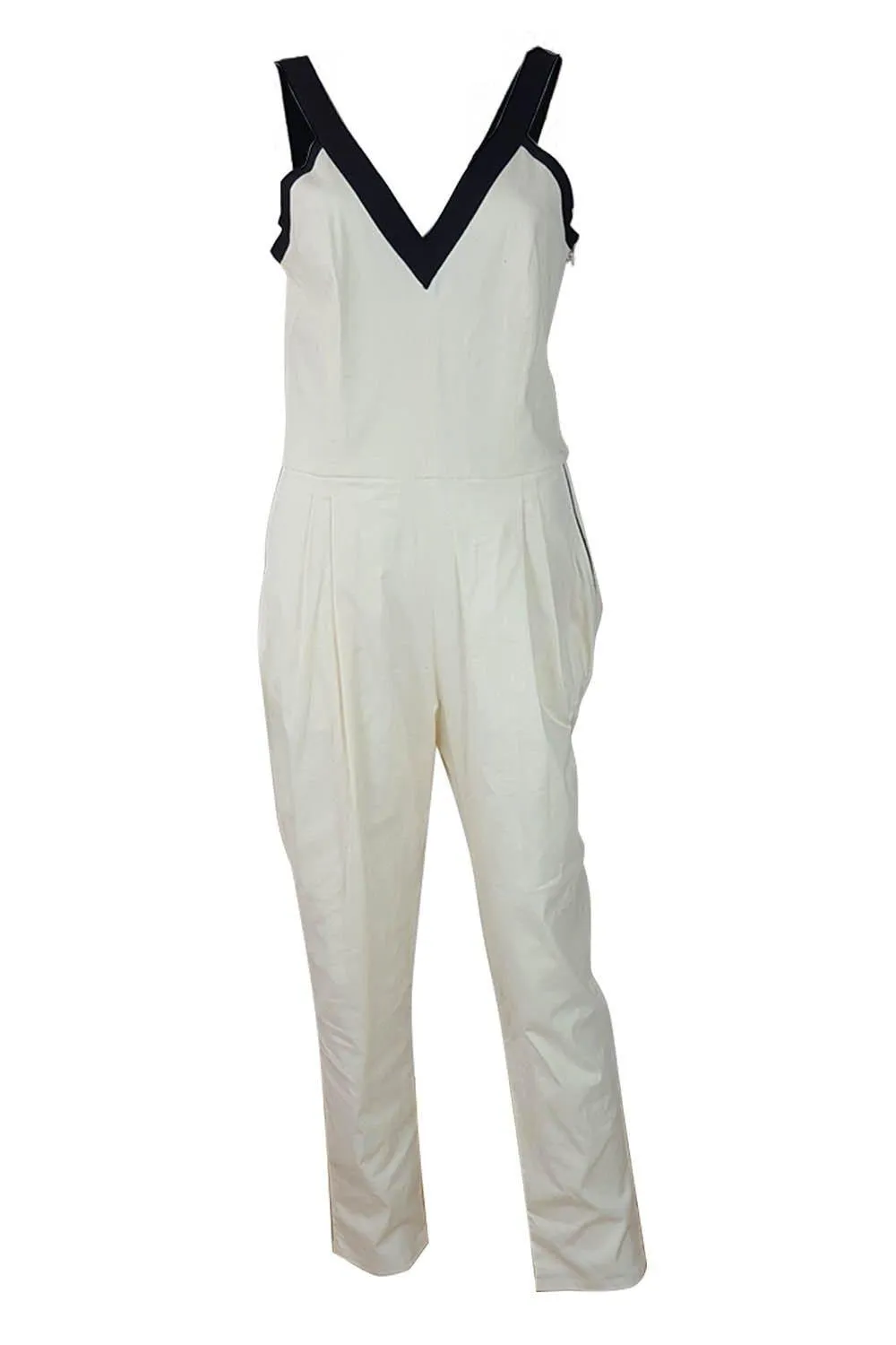 BAND OF OUTSIDERS Ivory Jumpsuit Contrasting Black Straps (UK 6-8)