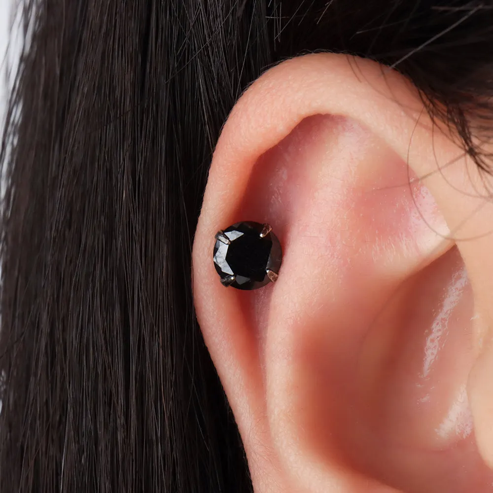 Basic Black Gemstone Stud