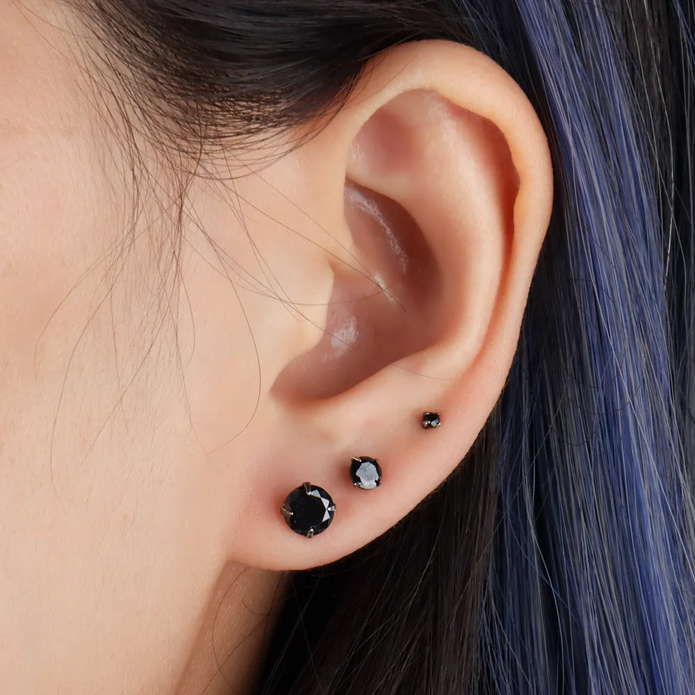 Basic Black Gemstone Stud