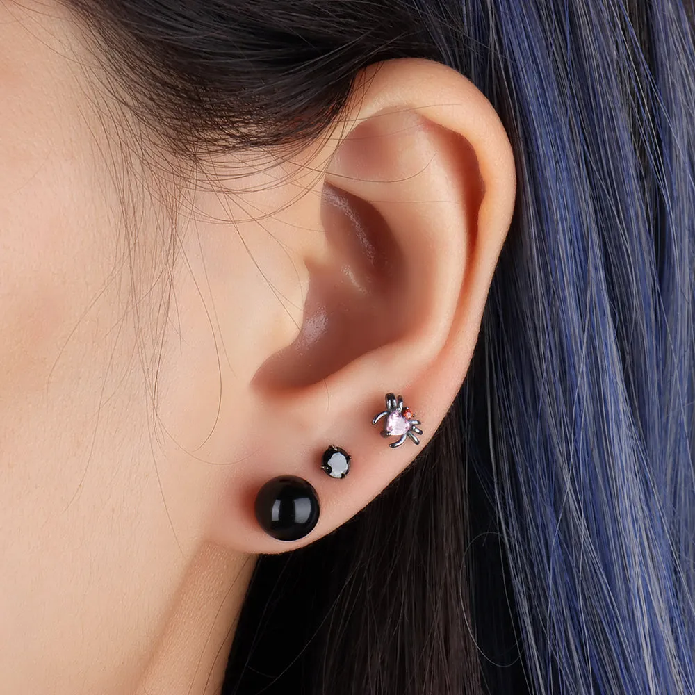 Basic Black Gemstone Stud