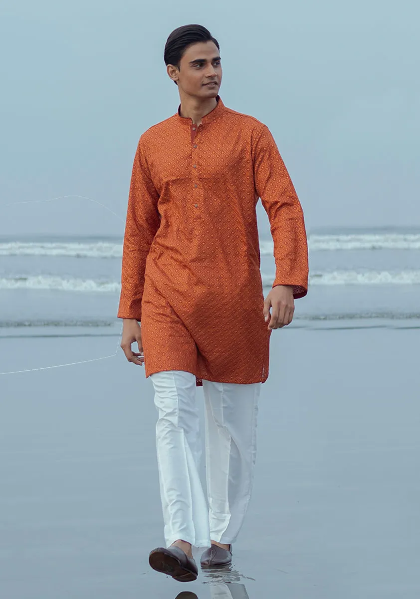 Basic Cotton Umber Slim Fit Kurta