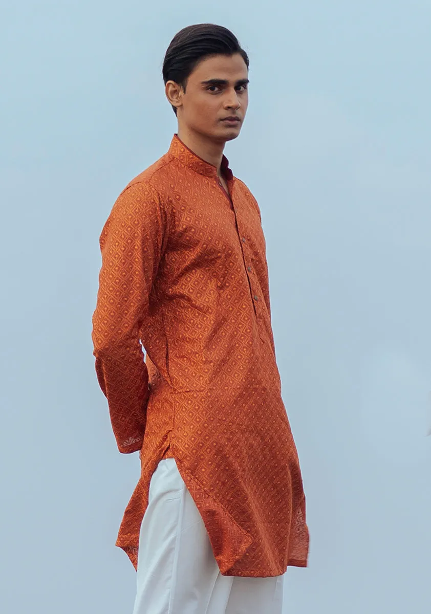 Basic Cotton Umber Slim Fit Kurta