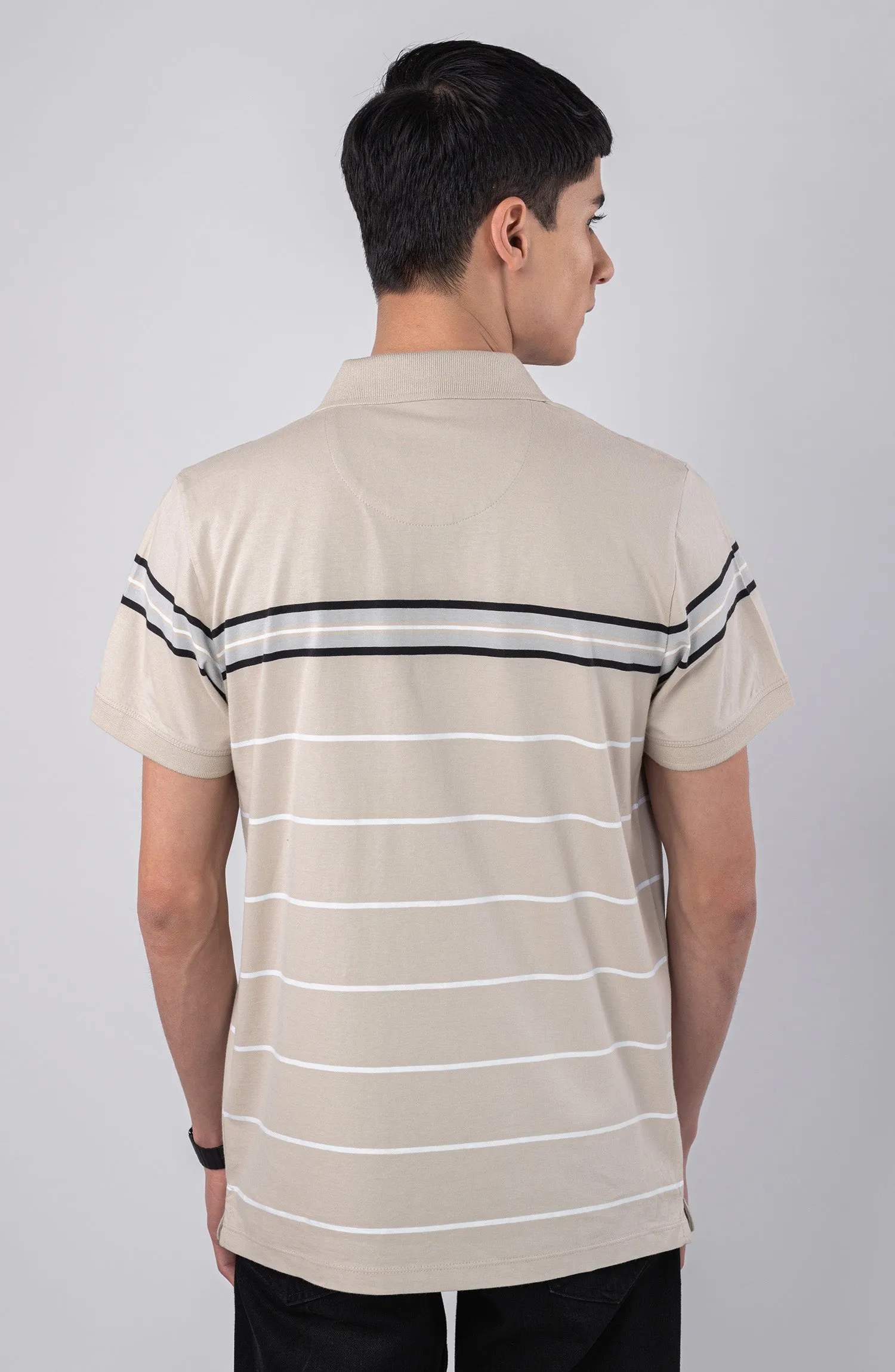 Beige Stripes Polo Shirt