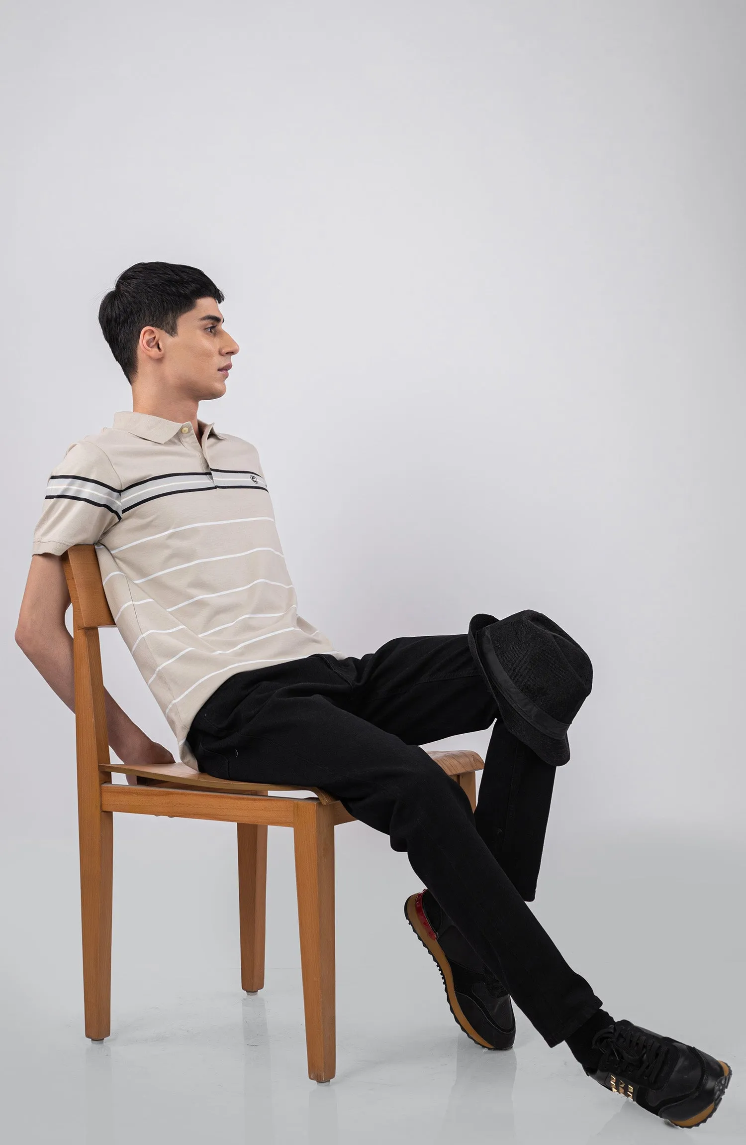 Beige Stripes Polo Shirt