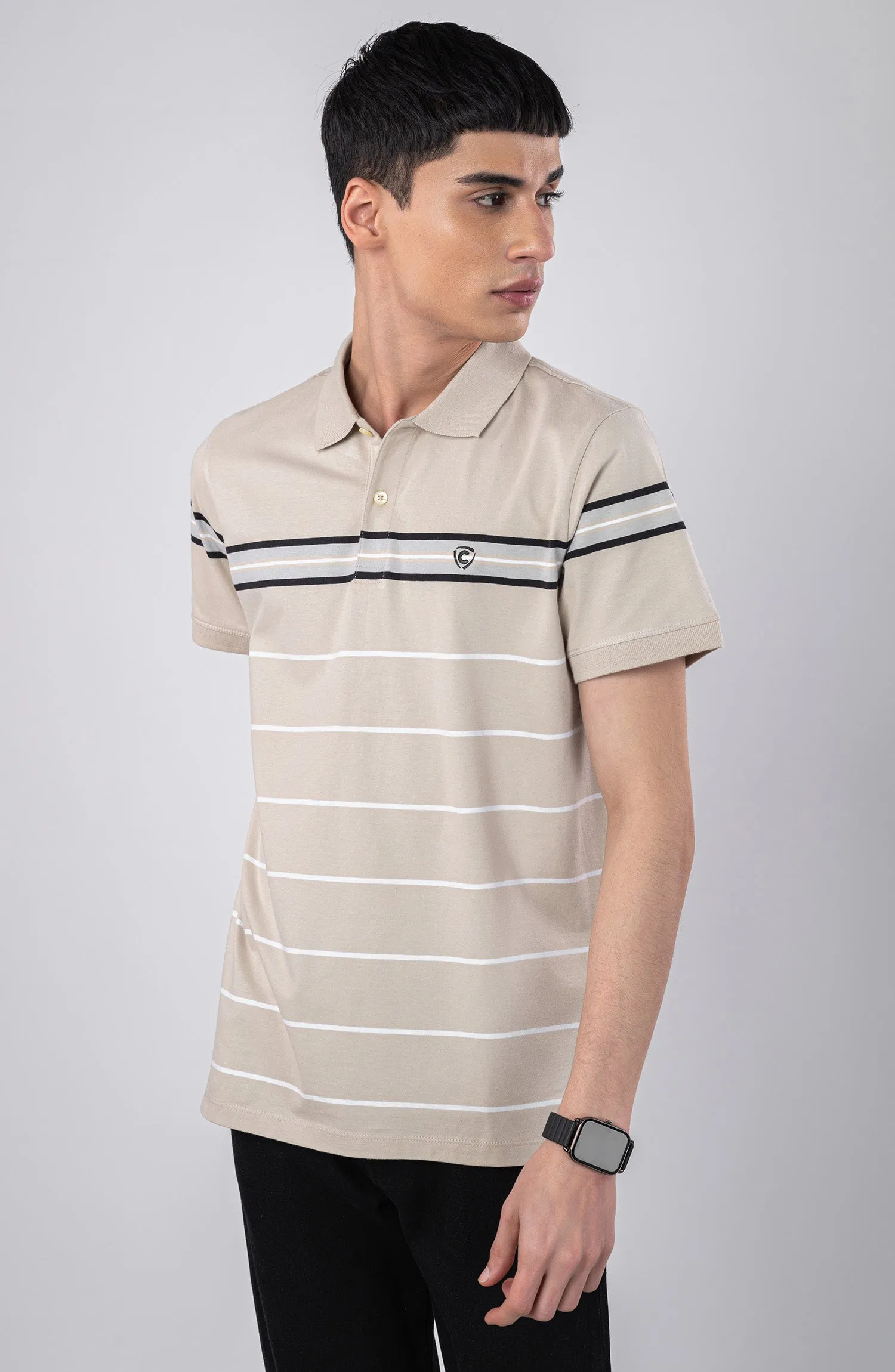 Beige Stripes Polo Shirt