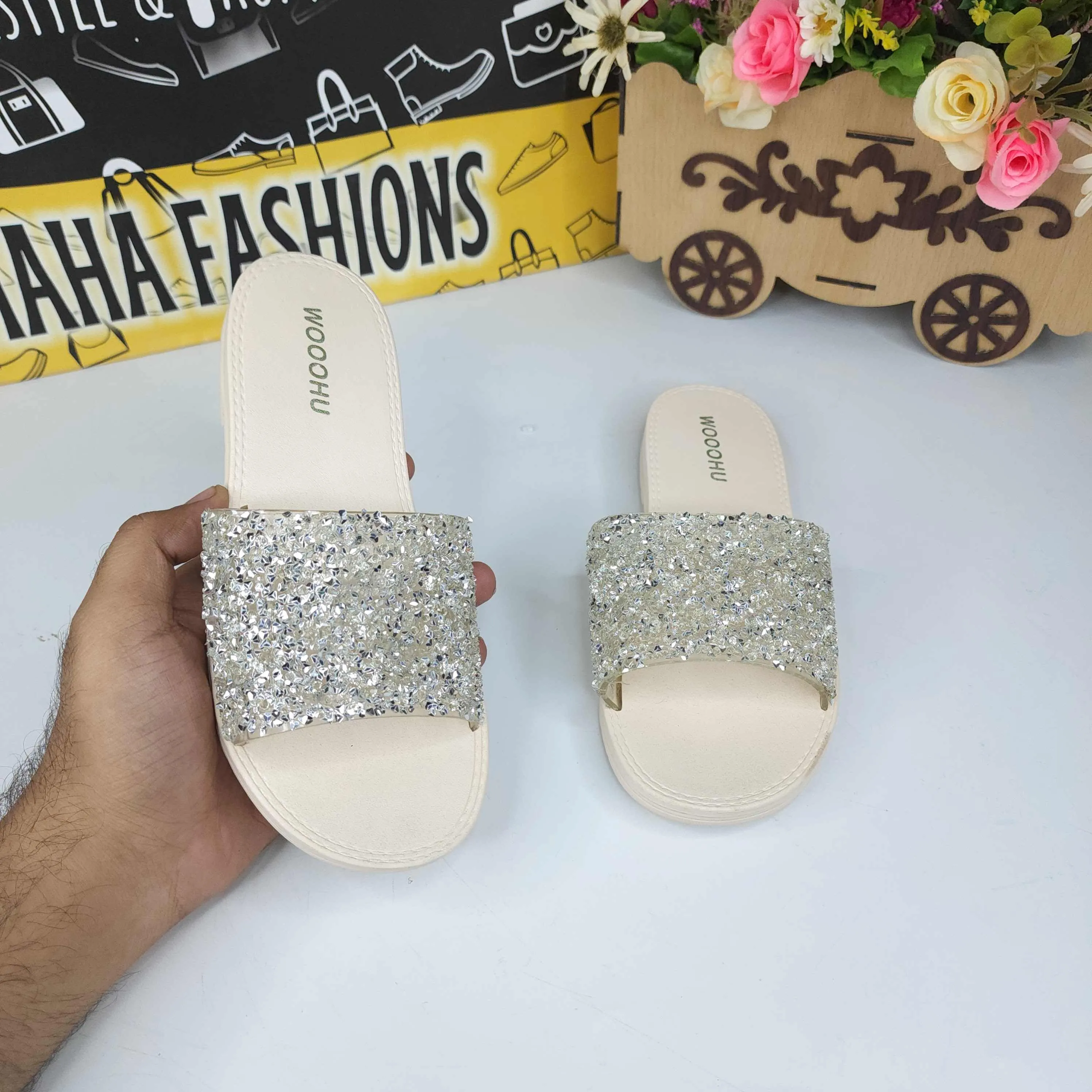 Beige Studs Slippers