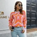 BerriesJam - 2024 Y2k Knitted Gradient Print Front Stars O-neck Pullover