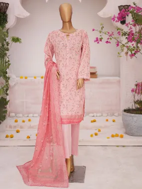 Bin Saeed Printed Lawn 3-Piece Suit - Peachy-Pink