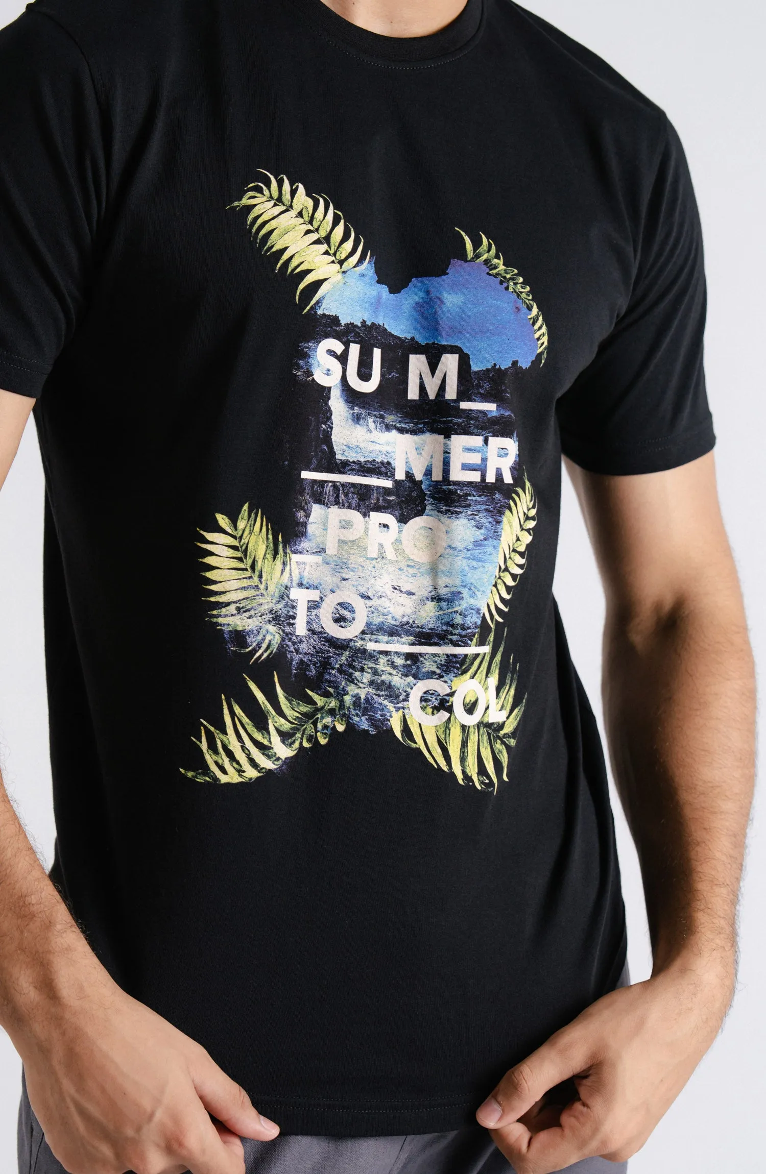 Black All Over Printed Tee Shirt