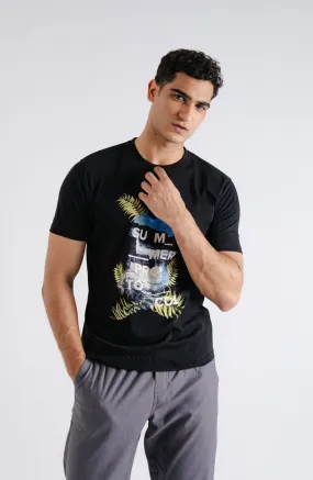 Black All Over Printed Tee Shirt