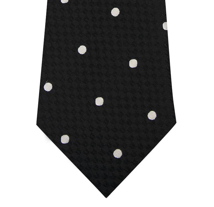 Black and White Polka Dot Silk Tie