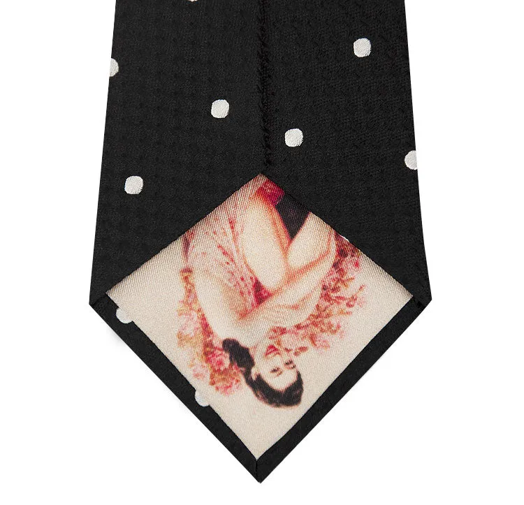 Black and White Polka Dot Silk Tie