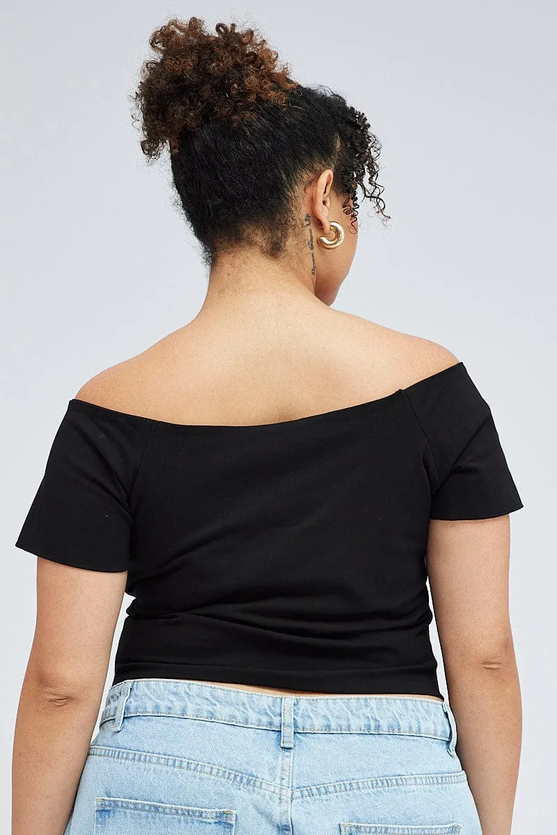 Black Bardot Top Short Sleeve