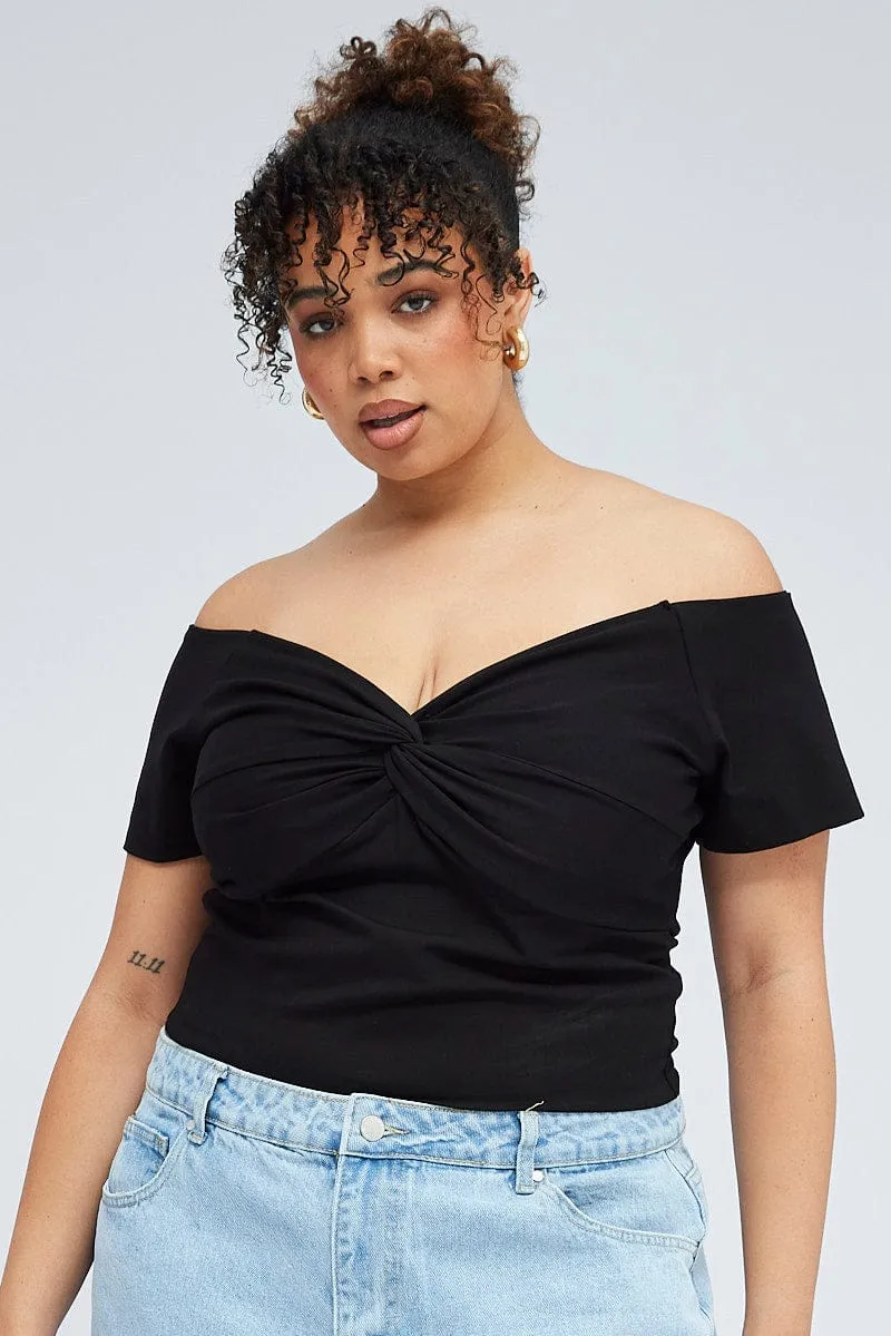 Black Bardot Top Short Sleeve