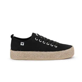 Black canvas lace-up espadrille sneakers