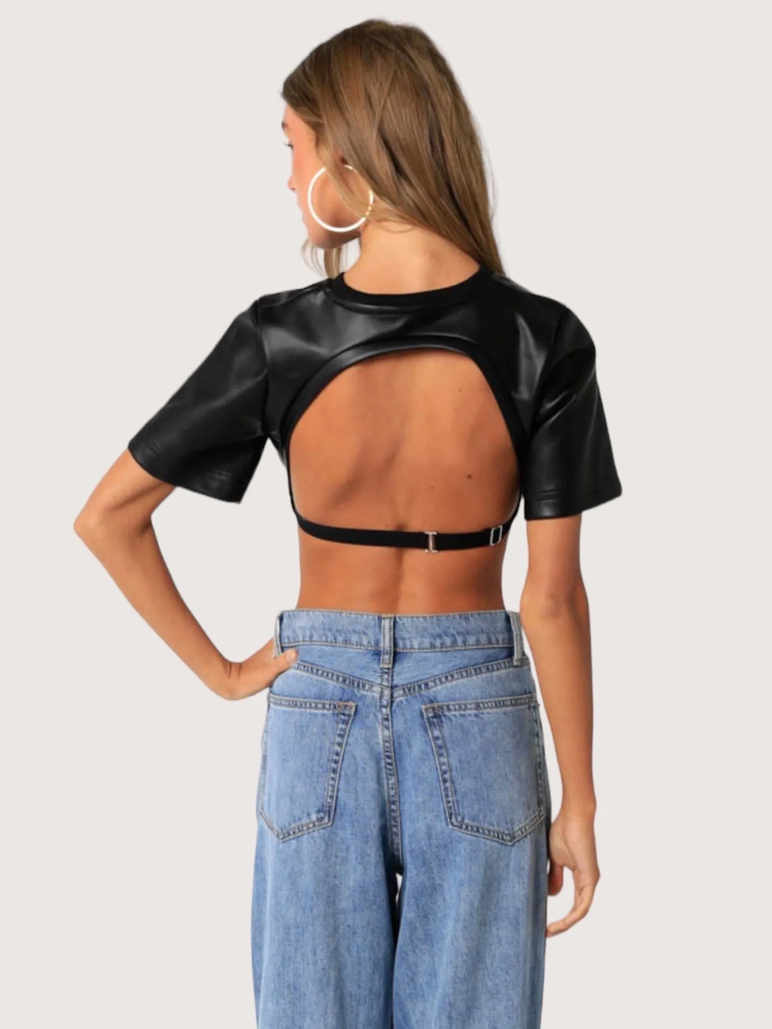 Black Leather Crop Top