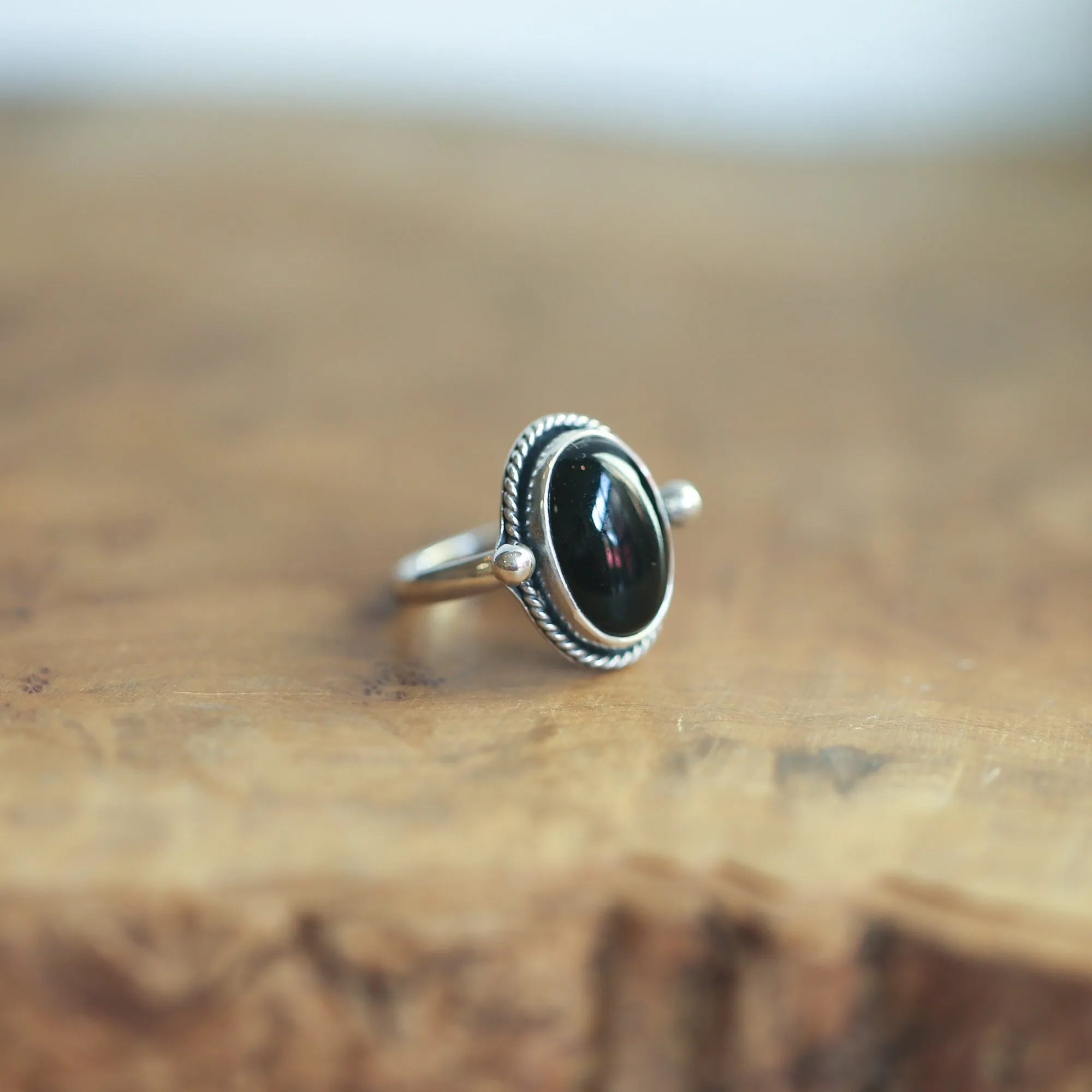 Black Onyx Lasso Ring -  Silversmith Ring - Black Onyx Ring - Western Ring