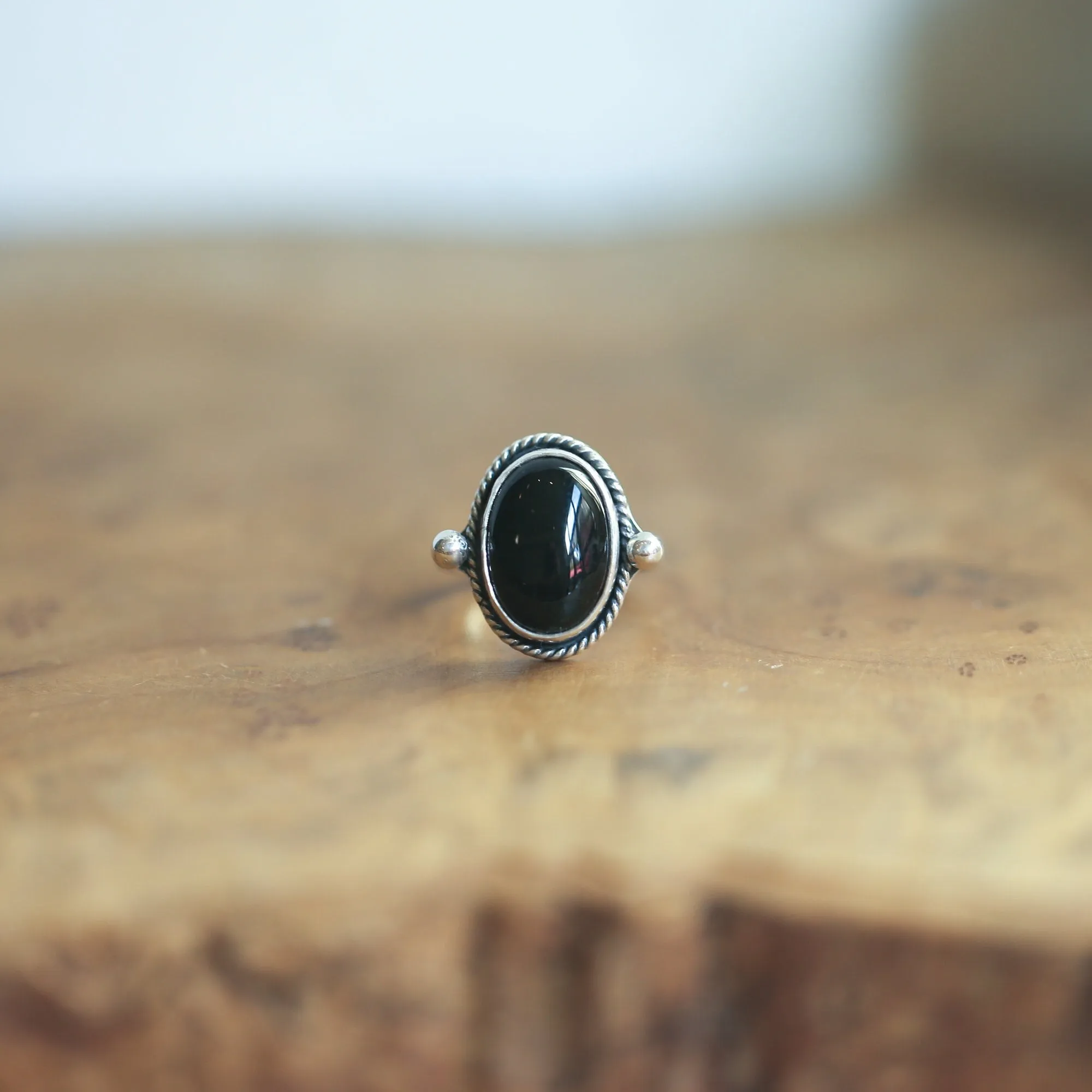 Black Onyx Lasso Ring -  Silversmith Ring - Black Onyx Ring - Western Ring