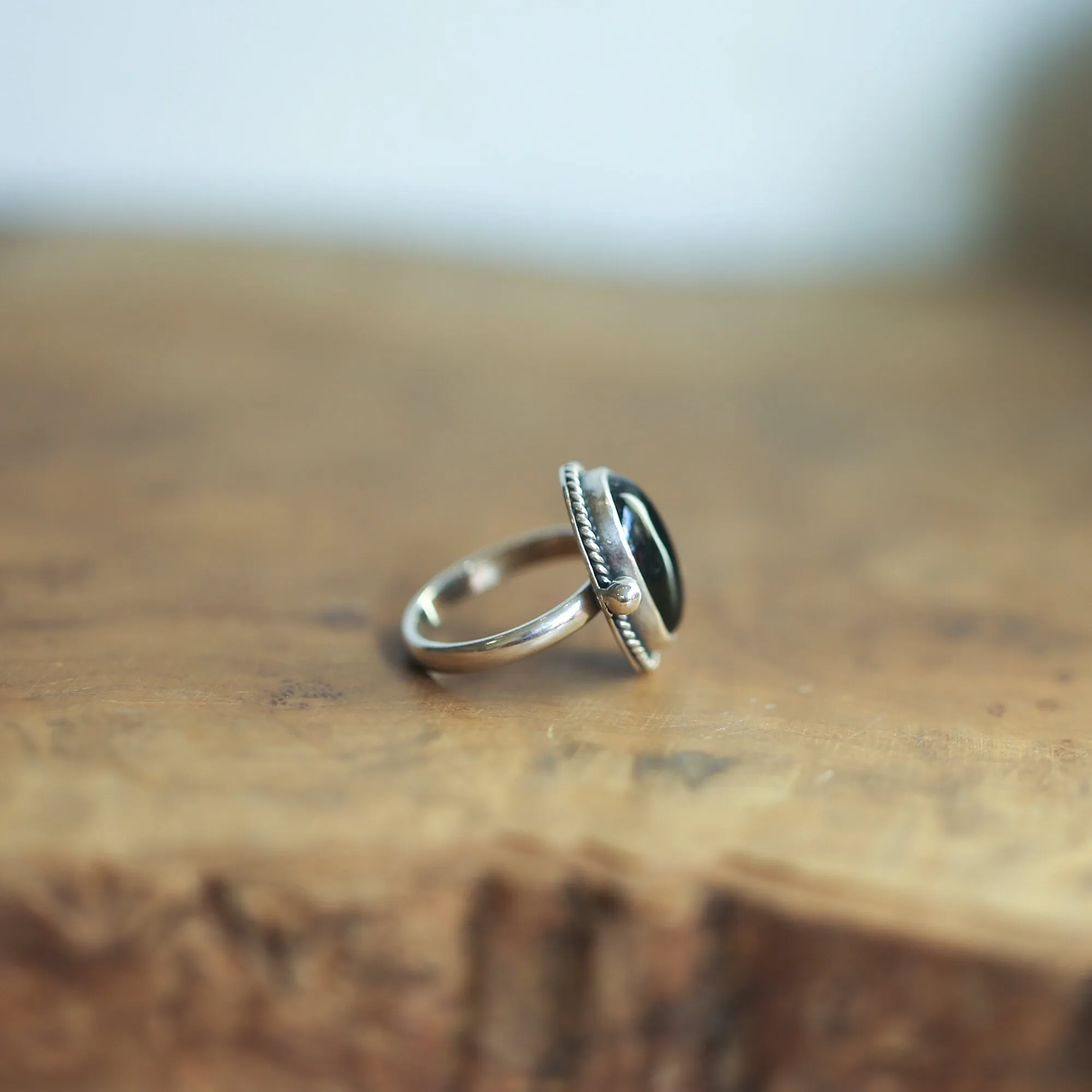 Black Onyx Lasso Ring -  Silversmith Ring - Black Onyx Ring - Western Ring